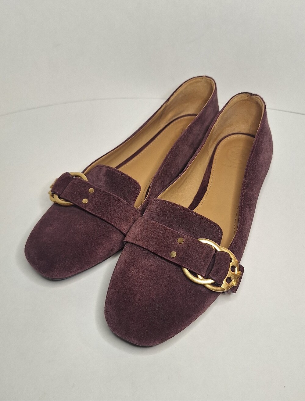 Tory Burch Marsden Flat Loafer Suede Leather Purple Mulberry Size 7 Womens Shoe